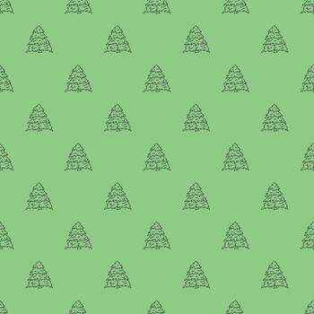 Seamless pattern with geometric minimal scandinavian Christmas tree doodle for decorative print, wrapping paper, greeting cards and fabric wrapping paper vector