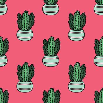 Seamless pattern with cactus doodle for decorative print, wrapping paper, greeting cards and fabric cartoon sketch doodle vector