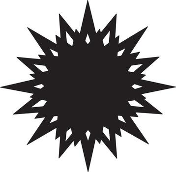 dramático negro Starburst forma, intenso geométrico diseño, agudo puntos, negrita silueta, poderoso gráfico elemento para diseño proyectos, blanco fondo, resumen Arte. vector