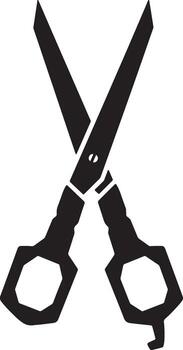 Sharp Black Scissors Icon A Bold Graphic of Cutting Tools Isolated on White Background, Representing Precision and Efficiency vector