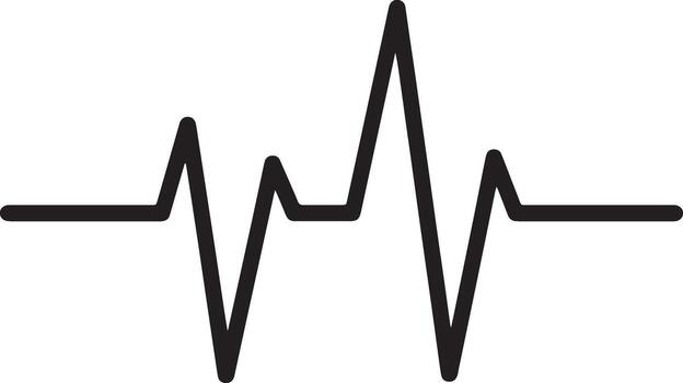 Intense Heartbeat Line Graph A Dramatic EKG Waveform Illustration Showing Strong, Irregular Pulse in White Background vector