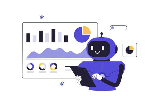 ai robot datos análisis y visualización ilustración vector