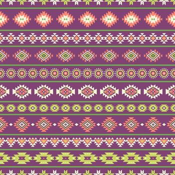Tribal striped seamless pattern. Aztec geometric violet green background. Can be used in textile design, web design vector