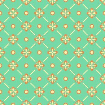 Seamless floral pattern with geometric stylized flowers. Can be used to fabric design, wallpaper, decorative paper, web design, etc. Swatches of seamless patterns included in the file. vector