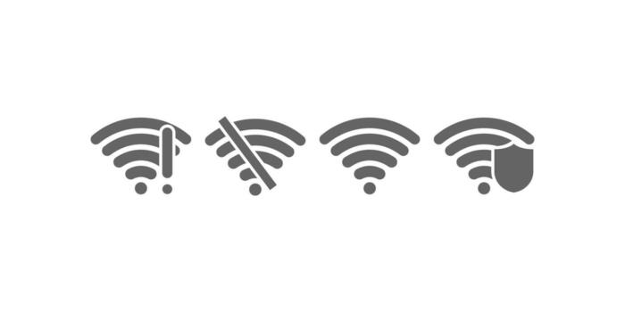 wifi icons with no connection, secure connection etc vector