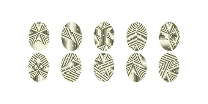 set of finger print fingerprint lock secure security logo icon on white background vector