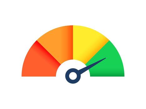 Speedometer, gauge meter icons. scale, level of performance. Speed dial indicator vector