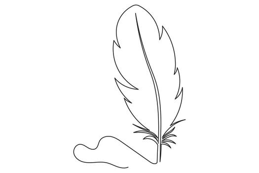 Minimalist art bird feather isolate outline continuous one line drawing illustration vector