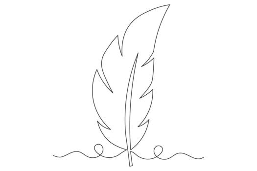 Bird feather abstract one line outline minimalist isolate continuous art illustration vector