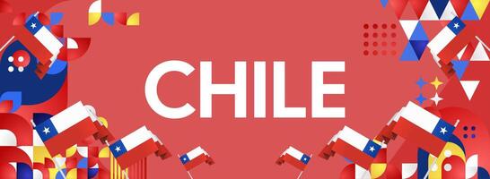 Chile Independence Day template with geometric ornaments and patriotic festive colors presented in a horizontal style perfect for headers, event promos, banners and celebration campaigns. vector