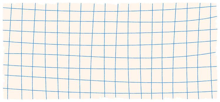 divertido dibujado a mano cuadrícula papel. juguetón cremoso sábana con desigual azul líneas. caprichoso y peculiar diseño para creativo proyectos vector