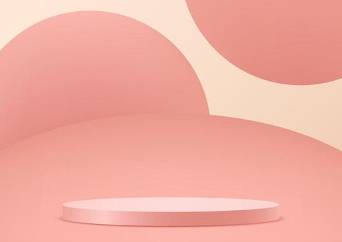 rosado y beige antecedentes 3d con podio espacio para de venta productos en el sitio web. resumen fondo de pantalla diseño con Copiar espacio a monitor tu productos ilustración vector