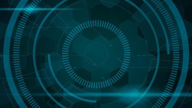 tecnología antecedentes con circular oscuro cian futurista diseño presentando hexágonos y líneas vector