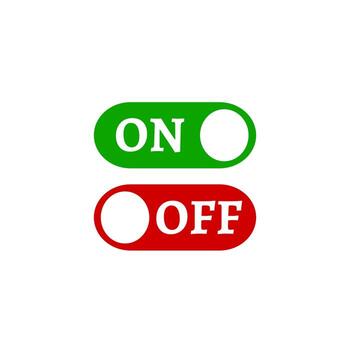 On and off switch button icon with green and red colors. vector