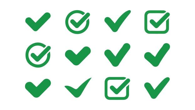 soltero marca de verificación icono diseño en múltiple colores vector