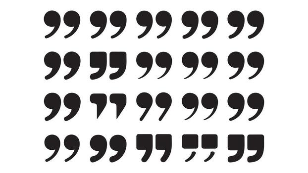 Modern quotation mark icon design, set of black and white quotation mark icon vector