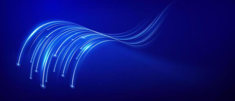 Curved elegant blue abstract data streams on a background vector