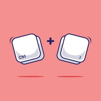 Kawaii Computer keyboard combination of shortcut Ctrl I icon, button, symbol illustration. Work efficient Technology vector
