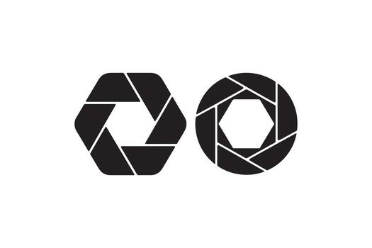 Camera Shutter Aperture Silhouette Set Hexagonal and Circular Aperture Icons vector