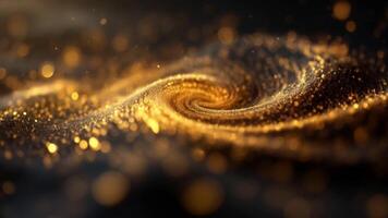 fascinante dorado partículas arremolinándose vórtice macro resumen antecedentes movimiento video