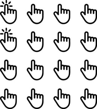 Hand cursor icons with click effect isolated on white background for web design vector