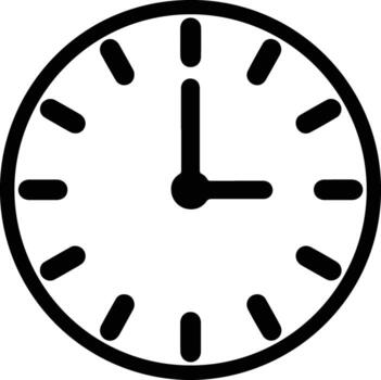 Clock showing three oclock isolated on white background vector