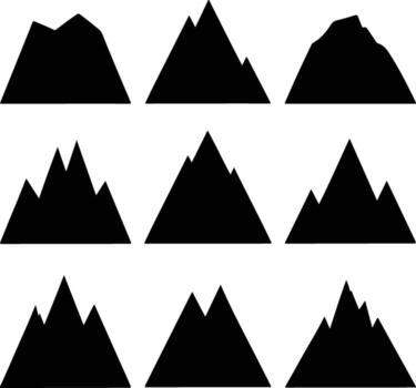 Collection of basic mountain forms isolated on white background for creative projects vector