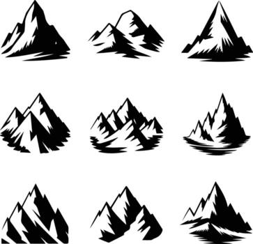 Collection of mountain icons isolated on white background for various projects vector