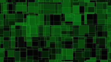 Dark green abstract geometric background with digital square grid pattern and neon line design for modern and futuristic visual style. video