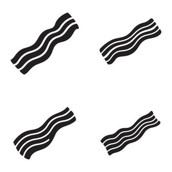 Seamless pattern of black bacon slices on white background. vector