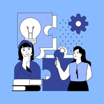 All good ideas concept for modern web design. People thinking and searching solutions, brainstorming and planning business strategy, developing projects together in collaboration. illustration. vector