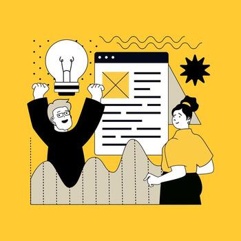 todas bueno ideas concepto para moderno web diseño. personas lluvia de ideas, haciendo análisis, planificación puesta en marcha innovaciones, desarrollando proyectos juntos, empleados buscando soluciones ilustración. vector