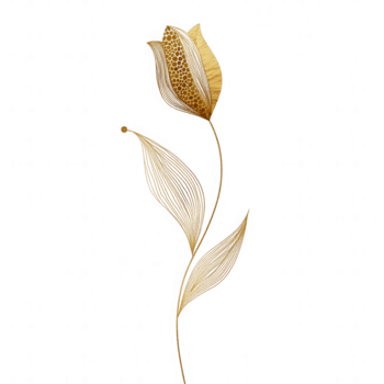 d'oro fiore germoglio con elegante strutturato petali e delicato le foglie su trasparenza sfondo, la creazione di lussuoso e artistico botanico design con minimalista stile png