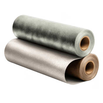 dos rollos de tela con diferente texturas y colores apilado juntos, demostración detallado textil patrones y suave material superficie png