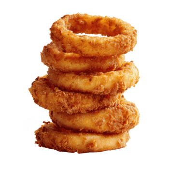 croccante d'oro fritte cipolla squillare pila isolato su trasparenza sfondo, mostrando croccante struttura e appetitoso aspetto Perfetto per merenda o lato piatto godimento png