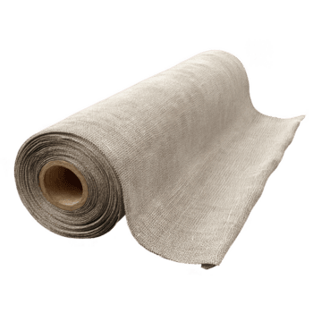 Natural linen fabric roll with coarse texture isolated on transparency background, showing detailed weave and soft beige color, perfect for textile and craft projects png