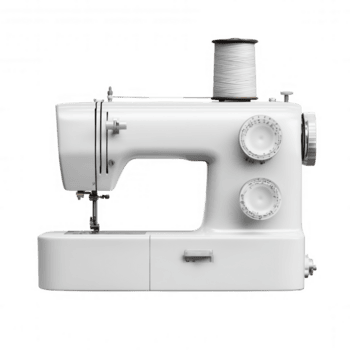 cucire macchina con bianca filo bobina isolato su trasparenza sfondo, mostrando dettagliato quadranti e ago la zona per tessuto Cucitura e sartoria progetti con precisione e alleviare png