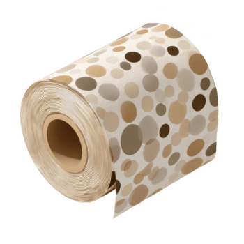 baño papel rodar con beige y marrón polca punto patrón, suave textura y en capas diseño, adecuado para baño utilizar y higiene propósitos, decorativo y práctico esencial articulo png