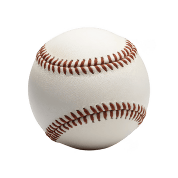 Close up of classic white baseball with red stitching isolated on transparency background, showing detailed texture and stitching pattern png