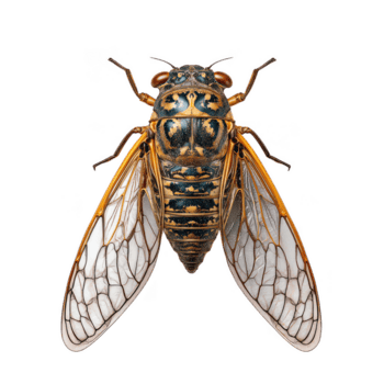 cigarra insecto con transparente alas y detallado cuerpo modelo aislado en transparencia fondo, demostración natural textura y intrincado ala las venas en agudo atención png