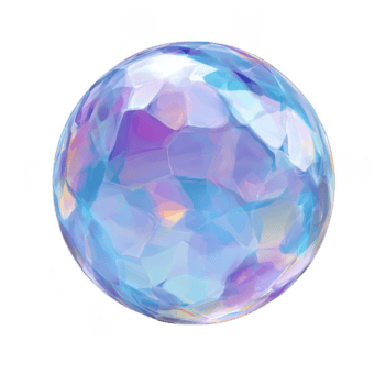 cristallo palla mistico globo traslucido sfera iridescente superficie fantasia oggetto magico attrezzo colorato riflessi liscio struttura raggiante leggero astratto forma png