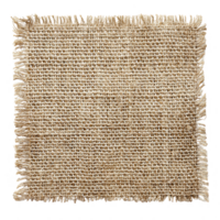 natural cáñamo fibra paño textura con áspero tejido modelo y raído bordes aislado en transparencia fondo, demostración rústico y orgánico tela detalle con beige color y grueso hilos png