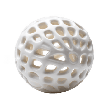 3d stampato bianca cavo palla con biologico fori e liscio superficie isolato su trasparenza sfondo, moderno design con intricato modello e morbido illuminazione png