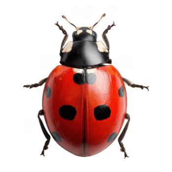 joaninha inseto com vermelho Concha e Preto pontos isolado em transparência fundo, mostrando detalhado textura e natural cores dentro fechar acima Visão png