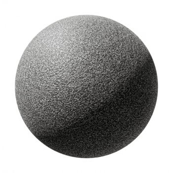 Silver metallic sphere with rough texture and reflective surface, showing detailed grainy pattern and light reflection, creating shiny and industrial appearance png