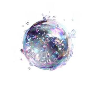 colorato trasparente sapone bolla con più piccolo bolle dentro e intorno a, isolato su trasparenza sfondo con brillante iridescente riflessi la creazione di magico e delicato effetto png