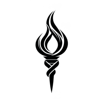 stiliserade ficklampa ikon med flamma och vriden hantera design, symboliserar ljus och energi i enkel svart silhuett png