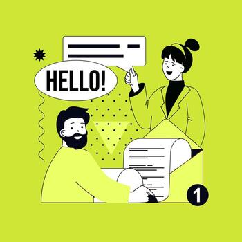 Communication concept for modern web design. People chatting online, getting notifications about new emails, talking with friends in internet community or social network groups. illustration. vector