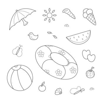 A set with additional elements for a beach holiday. Clip art for your projects. vector