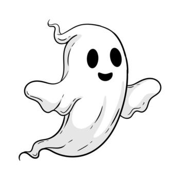 linda dibujos animados fantasma con contento rostro. sencillo Víspera de Todos los Santos ilustración vector